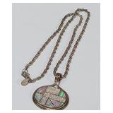 722 - STERLING NECKLACE W/MOTHER OF PEARL(49)