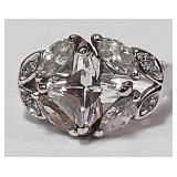 722 - STERLING JEWELED RING SZ 5.5(14)