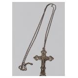 722 - STERLING CROSS PENDANT W/NECKLACE(10)