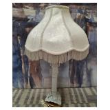 11 - VINTAGE TABLE LAMP WITH FRINGED SHADE