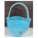 403 - VINTAGE ART GLASS BASKET (N)