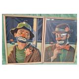 11 - TWO PIECES CLOWN ART FRAMED 16X12" (C124)