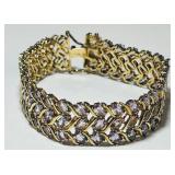 STERLING SILVER GOLD PLATED GEMSTONE BRAC. 32.40GR