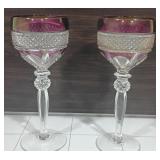 403 - 2 PIECES VINTAGE BOHEMIA CRYSTAL STEMWARE (N
