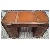 11 - VINATGE WOODEN DESK W/LEATHER INLAY43X29