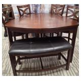 11 - DINING TABLE WITH BENCH & 4 CHAIRS