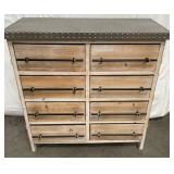 11 - WMC METAL TOP 8 DRAWER DRESSER 38X39