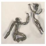 513 - TWO MINIATURE SILVER-TONE FIGURES (S32)