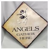 513 - DECORATIVE TILE PLAQUE W/ ANGEL MOTIF (T60)