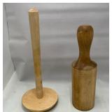 513 - VINTAGE WOODEN POTATO & RICE MASHERS (T121)