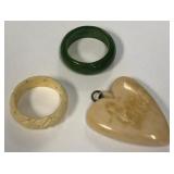 513 - VINTAGE HEART PENDANT & RINGS (S34)