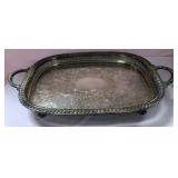 513 - SILVER PLATE SERVING TRAY W/ HANDLES (T327)