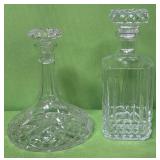 513 - LOT OF 2 CRYSTAL DECANTERS W/ STOPPERS