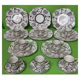 513 - LOT OF GRAPE & LEAF TEACUPS W/ SAUCERS (F27)