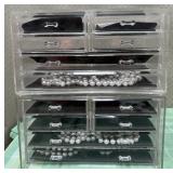 513 - ACRYLIC JEWELRY ORGANIZER W/ PEARL NECKLACES