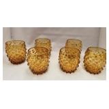 513 - LOT OF 6 AMBER BUBBLE GLASS TUMBLERS (T26)