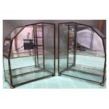 513 - PAIR OF GLASS & METAL DISPLAY CASES (M90)