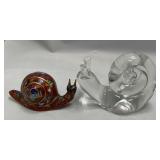513 - CLOISONNE & CRYSTAL SNAIL FIGURINES (T72)