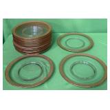 513 - 15 PIECES VINTAGE GOLD-RIMMED GLASS PLATES