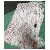 513 - LACOURTE PINK & CREAM THROW W/ FRINGE (M57)
