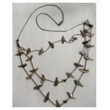 542 - STERLING SILVER & ABALONE FETISH NECKLACE