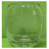 513 - ORREFORS DEER ETCHED GLASS VASE 6"T