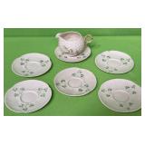 513 - BELLEEK CREAMER & SIX SAUCERS (F67)