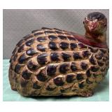 513 - PAINTED QUAIL WOODEN FIGURINE (T350)