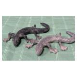 513 - LOT OF TWO CAST METAL LIZARD FIGURINES