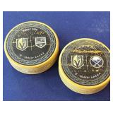 S3 - TWO COLLECTIBLE VGK HOCKEY PUCKS (B24)