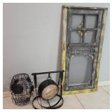 DUAL FACE CLOCK, WINE CORK CAGE, VINTAGE DOOR