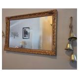 S1 - WALL MIRROR W/ GILT FRAME, COLLECTIBLE BELLS