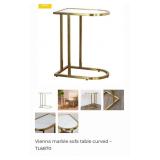 S1 - BRASS-TONE SIDE TABLE WITH MIRROR TOP (L57)