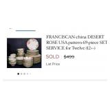 S1 - 144 PCS FRANCISCAN DISHWARE (L85)