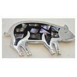 S1 - STERLING SILVER & ABALONE SHELL PIG BROOCH