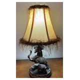 S1 - VINTAGE ELEPHANTS TABLE LAMP W/ SHADE (R4)