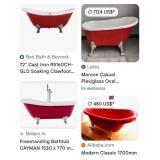 S1 - VINTAGE-STYLE FOOTED BATHTUB PINK 48"L (Y12)