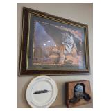 S1 - TIGER FRAMED ART, ALASKA COLLECTIBLE, PLATE