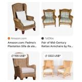 S1 - RATTAN WINGBACK ARM CHAIR (Y7)