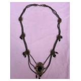 443 - VINTAGE STERLING SILVER & ONYX NECKLACE (E23