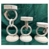 43 - NEW WMC SET OF THREE PILLAR CANDLE HOLDERS