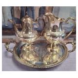N3 - SILVER PLATE TEAPOT, PITCHER & TRAY (G26)