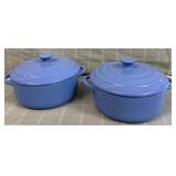 11 - TWO STONEWARE CASSEROLE DISHES WITH LIDS