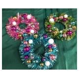 43 - NEW WMC THREE TINSEL CHRISTMAS WREATHS