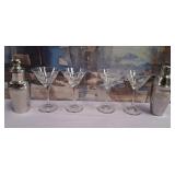 N3 - VINTAGE COCKTAIL SHAKERS & STEMWARE (G82)