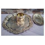 N3 - VTG SILVER PLATED TRAY, FOOTED BOWL, PLATE
