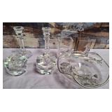 N3 - VTG CANDLE HOLDERS, VASES & CENTERPIECE BOWL