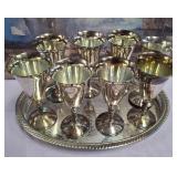 N3 - VINTAGE SILVER PLATE GOBLETS & TRAY (G24)