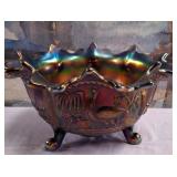 N3 - VINTAGE CARNIVAL GLASS FOOTED BOWL (G7)