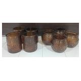 403 - 2 SETS AMBER GLASS VOTIVE HOLDERS (N)